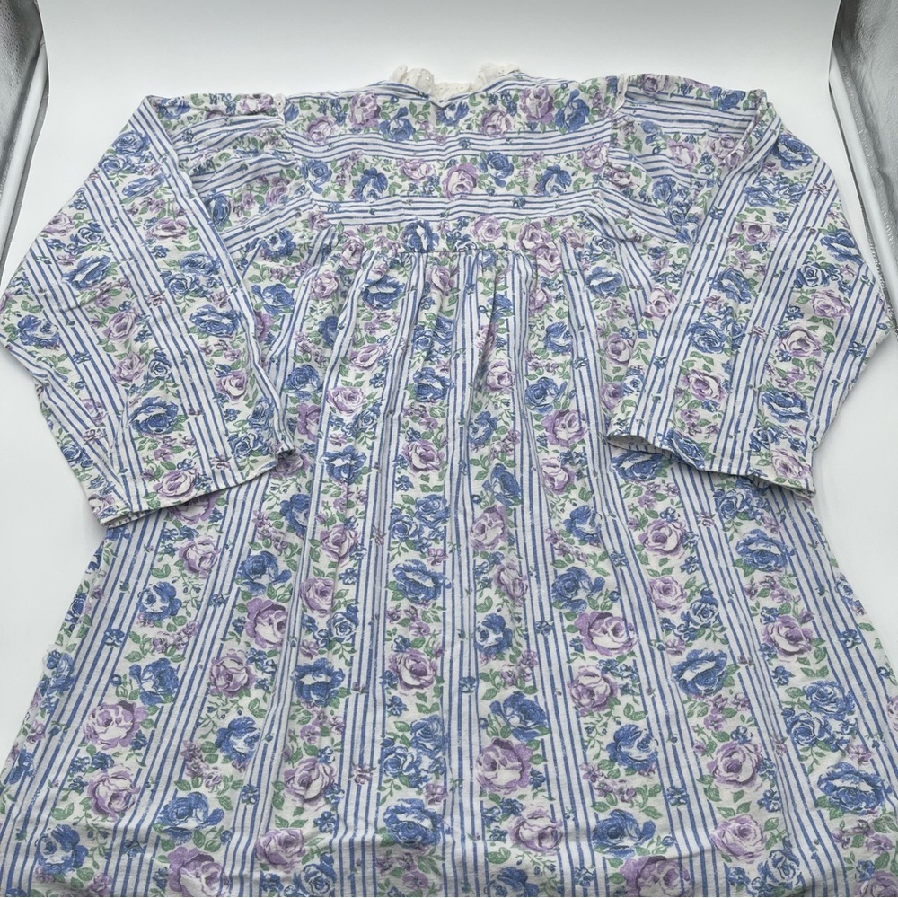 VTG Honors Intimates Womens Medium Flannel Pajamas Sleepshirt Nightgown Prairie - Picture 5 of 9